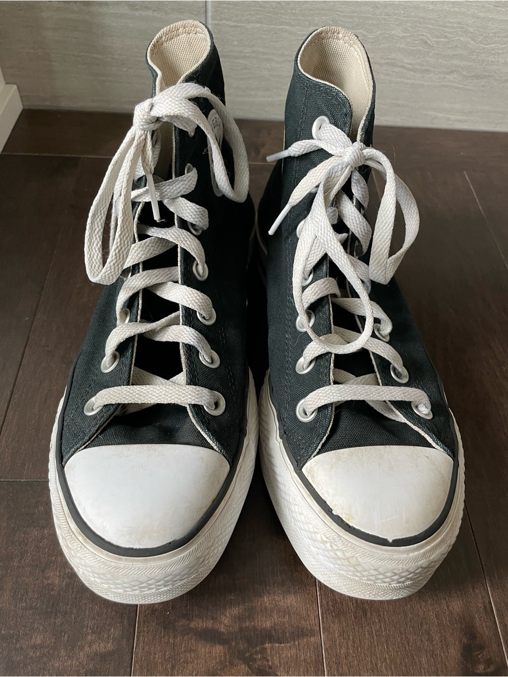Converse All Star Platform High Top Sneakers Black & White Women’s Size 8 - Picture 6 of 9